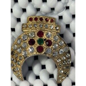Vintage Shriner Masonic Crescent Rhinestone Pin Brooch